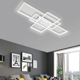 Living And Home 3 Lights White Neutral Style Rectangular Led Semi Flush Ceiling Light Fixture 90Cm Cool White - thumbnail 3