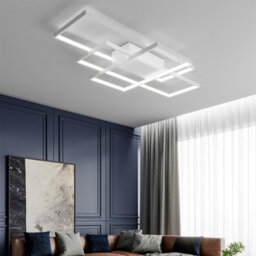 Living And Home 3 Lights White Neutral Style Rectangular Led Semi Flush Ceiling Light Fixture 90Cm Cool White - thumbnail 2