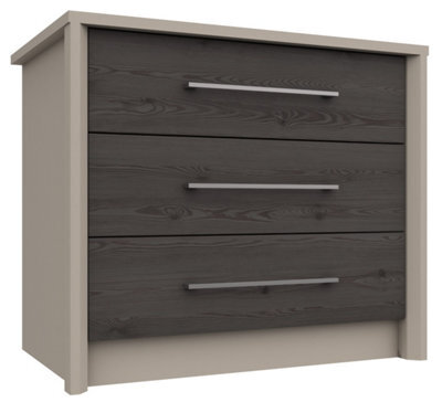 Burlington 3 Drawer Chest - Fired Earth And Anthracite Larch On Express Delivery And Ready Assembled