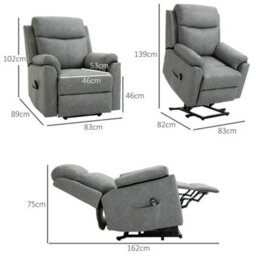 Grey Power Lift Chair Electric Riser Recliner With Remote Control And Side Pocket - thumbnail 2