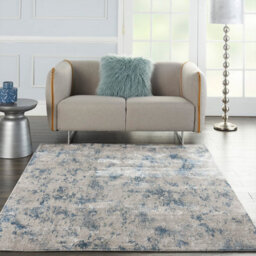 Grey Blue Modern Floral Optical/ (3D) Rug Easy To Clean Living Room And Bedroom-160Cm X 221Cm - thumbnail 1