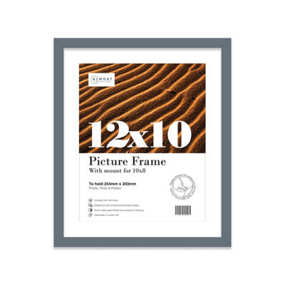 "12X10"" Grey Frame With Mount For 10X8"" Pictures 20mm Slim Edge Portrait And Landscape Display With Wall Hooks And Kickstand" - image 1