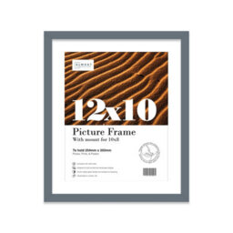 "12X10"" Grey Frame With Mount For 10X8"" Pictures 20mm Slim Edge Portrait And Landscape Display With Wall Hooks And Kickstand" - thumbnail 1