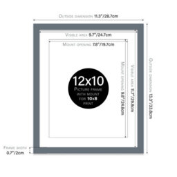 "12X10"" Grey Frame With Mount For 10X8"" Pictures 20mm Slim Edge Portrait And Landscape Display With Wall Hooks And Kickstand" - thumbnail 2