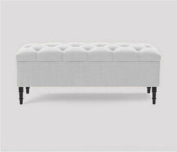 180Cm Swiss Chesterfield Ottoman Storage Bench - Upholstered Naples Shoes Bench - Silver Footstool With Storage