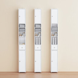 Sobuy Bzr34-Ii-W,tall Bathroom Storage Cabinet - Slim Bathroom Unit,compact Bathroom Furniture,white,w20Xd20Xh180 - thumbnail 6