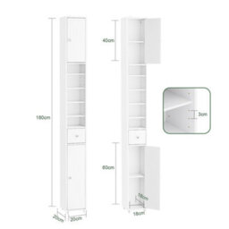 Sobuy Bzr34-Ii-W,tall Bathroom Storage Cabinet - Slim Bathroom Unit,compact Bathroom Furniture,white,w20Xd20Xh180 - thumbnail 3