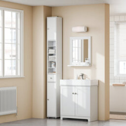Sobuy Bzr34-Ii-W,tall Bathroom Storage Cabinet - Slim Bathroom Unit,compact Bathroom Furniture,white,w20Xd20Xh180 - thumbnail 5