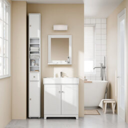 Sobuy Bzr34-Ii-W,tall Bathroom Storage Cabinet - Slim Bathroom Unit,compact Bathroom Furniture,white,w20Xd20Xh180 - thumbnail 4