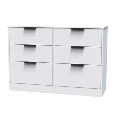 Nashville Ready Assembled Matt White No Effect 6 Drawer Wide Chest (H)792mm (W)1117mm (D)395mm - image 1