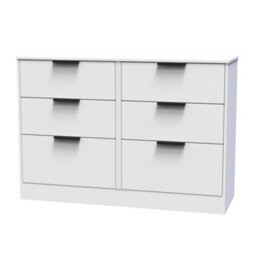 Nashville Ready Assembled Matt White No Effect 6 Drawer Wide Chest (H)792mm (W)1117mm (D)395mm - thumbnail 1
