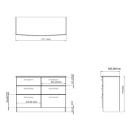 Nashville Ready Assembled Matt White No Effect 6 Drawer Wide Chest (H)792mm (W)1117mm (D)395mm - thumbnail 4