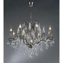 Luminosa Lighting Luminosa Pescara Pendant Round 9 Light E14 Black Chrome/crystal - thumbnail 2