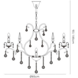Luminosa Lighting Luminosa Pescara Pendant Round 9 Light E14 Black Chrome/crystal - thumbnail 4