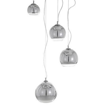 Luminosa Lighting Luminosa Modern Hanging Pendant Chrome 4 Light  With Glass Shade, E27 - image 1