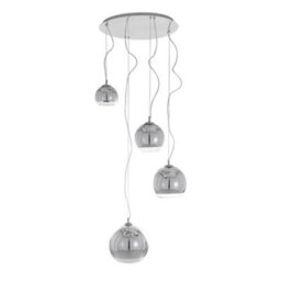 Luminosa Lighting Luminosa Modern Hanging Pendant Chrome 4 Light  With Glass Shade, E27 - thumbnail 2