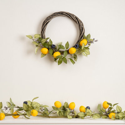 Scottish Everlastings Ltd. Scottish Everlastings Artificial 40Cm Lemon & Berry Wreath On Twisted Base - image 1