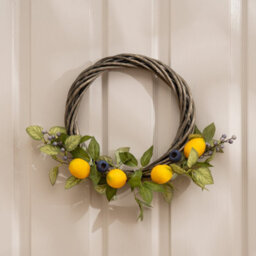 Scottish Everlastings Ltd. Scottish Everlastings Artificial 40Cm Lemon & Berry Wreath On Twisted Base - thumbnail 2