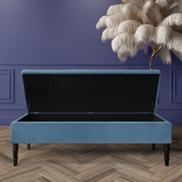 Safar 137Cm Ottoman Storage Bench - Plush Velvet Shoe Bench - Duck Egg Lined Upholstery Storage Footstool - thumbnail 2