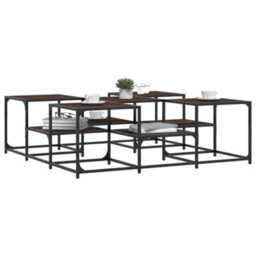 Berkfield Coffee Table Brown Oak 121X121X40 Cm Engineered Wood - thumbnail 4