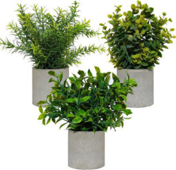 Xample Set Of 3 Artificial Plants In Pot Bohemian Style Fake Potted Plants For Indoor, Home & Office Desk,boho Farmhouse Decoration Plant - thumbnail 1