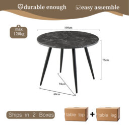 Sonara 100Cm Round Dining Table With Rustic Engineered Wood Top And Metal Legs - thumbnail 5