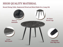 Sonara 100Cm Round Dining Table With Rustic Engineered Wood Top And Metal Legs - thumbnail 4