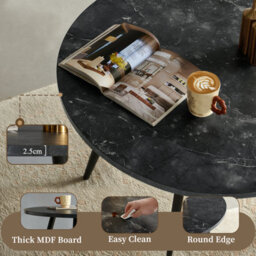 Sonara 100Cm Round Dining Table With Rustic Engineered Wood Top And Metal Legs - thumbnail 2
