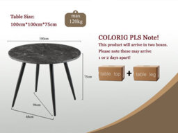 Sonara 100Cm Round Dining Table With Rustic Engineered Wood Top And Metal Legs - thumbnail 3