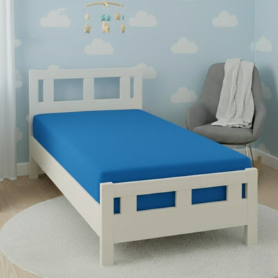 Flannelette Cot Bed Fitted Sheet Soft Brushed Cotton Bedding Comfort Teal - image 1