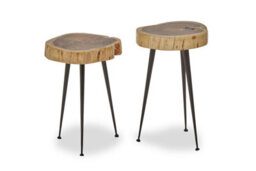 Orsina Set Of 2 Acacia Wood Side Tables, Contemporary Side Table Set For Loungee, Living Room, Bedroom - thumbnail 1