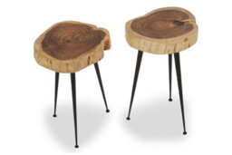 Orsina Set Of 2 Acacia Wood Side Tables, Contemporary Side Table Set For Loungee, Living Room, Bedroom - thumbnail 2