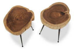 Orsina Set Of 2 Acacia Wood Side Tables, Contemporary Side Table Set For Loungee, Living Room, Bedroom - thumbnail 3