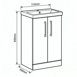 Balterley Bramshall Modern Bathroom 2 Soft Close Door & Mid-Edge Vanity Unit Basin, Midnight Blue, 500mm - thumbnail 5