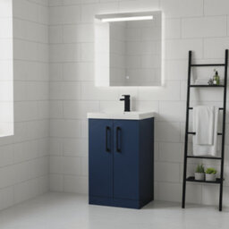 Balterley Bramshall Modern Bathroom 2 Soft Close Door & Mid-Edge Vanity Unit Basin, Midnight Blue, 500mm - thumbnail 3