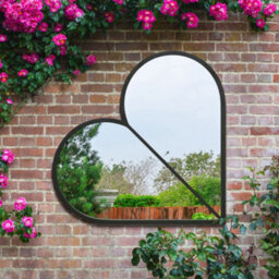 Mirroroutlet The Corde Black Metal Framed Heart Shaped Garden Mirror 80Cm X 80Cm - thumbnail 3