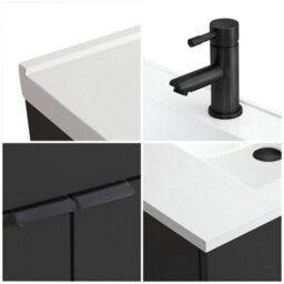 Homestylestore 810mm Black Grey Floorstanding Bathroom Vanity Unit And Black Finger Pull Handle - thumbnail 3