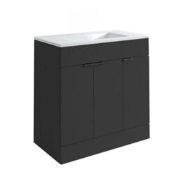 Homestylestore 810mm Black Grey Floorstanding Bathroom Vanity Unit And Black Finger Pull Handle - thumbnail 1