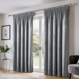 Emma Barclay Dusk Blackout Velvet Pencil Pleat Curtains, Silver - 66 X 72 Inch Pair - thumbnail 2