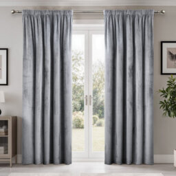 Emma Barclay Dusk Blackout Velvet Pencil Pleat Curtains, Silver - 66 X 72 Inch Pair - thumbnail 1