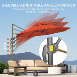Outsunny 3 X 3(M) Cantilever Parasol Garden Umbrella With Cross Base Orange - thumbnail 5