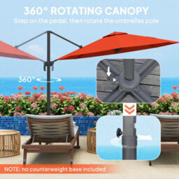 Outsunny 3 X 3(M) Cantilever Parasol Garden Umbrella With Cross Base Orange - thumbnail 4