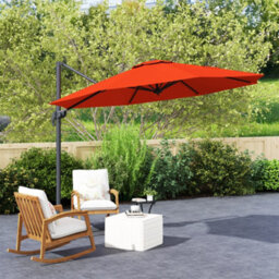 Outsunny 3 X 3(M) Cantilever Parasol Garden Umbrella With Cross Base Orange - thumbnail 9