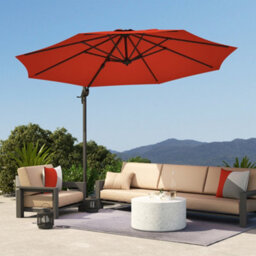 Outsunny 3 X 3(M) Cantilever Parasol Garden Umbrella With Cross Base Orange - thumbnail 8