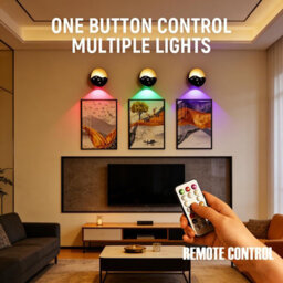 CLEFFNS 1 Pcs Indoor Led Round Wall Sconce With Remote Control Wall Lamp Rgb Dimmable Wall Sconce Usb Rechargeable For Living Room Kitchen - thumbnail 6