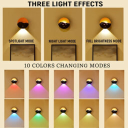 CLEFFNS 1 Pcs Indoor Led Round Wall Sconce With Remote Control Wall Lamp Rgb Dimmable Wall Sconce Usb Rechargeable For Living Room Kitchen - thumbnail 3