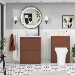 Royal Bathrooms Royal Bathroom Elmore 600mm Terracotta Clay Freestanding Bathroom Vanity Unit 2 Drawer Plain White Worktop With Breeze Basin - thumbnail 5
