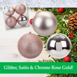 Rose Gold Christmas Baubles Pack Of 4- 15Cm - thumbnail 2
