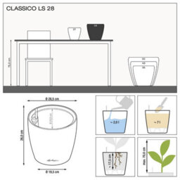 Lechuza Classico 28 Ls Black High-Gloss Plastic Self-Watering Planter With Substrate And Water Level Indicator D28 H26 Cm - thumbnail 7