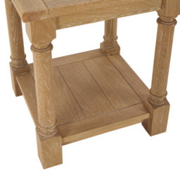 The Furniture Market Classic Whitewash Oak Lamp Table Solid Oak Frame, Hand Turned Column Legs, Lower Shelf, Bead Moulded Freeze - thumbnail 7